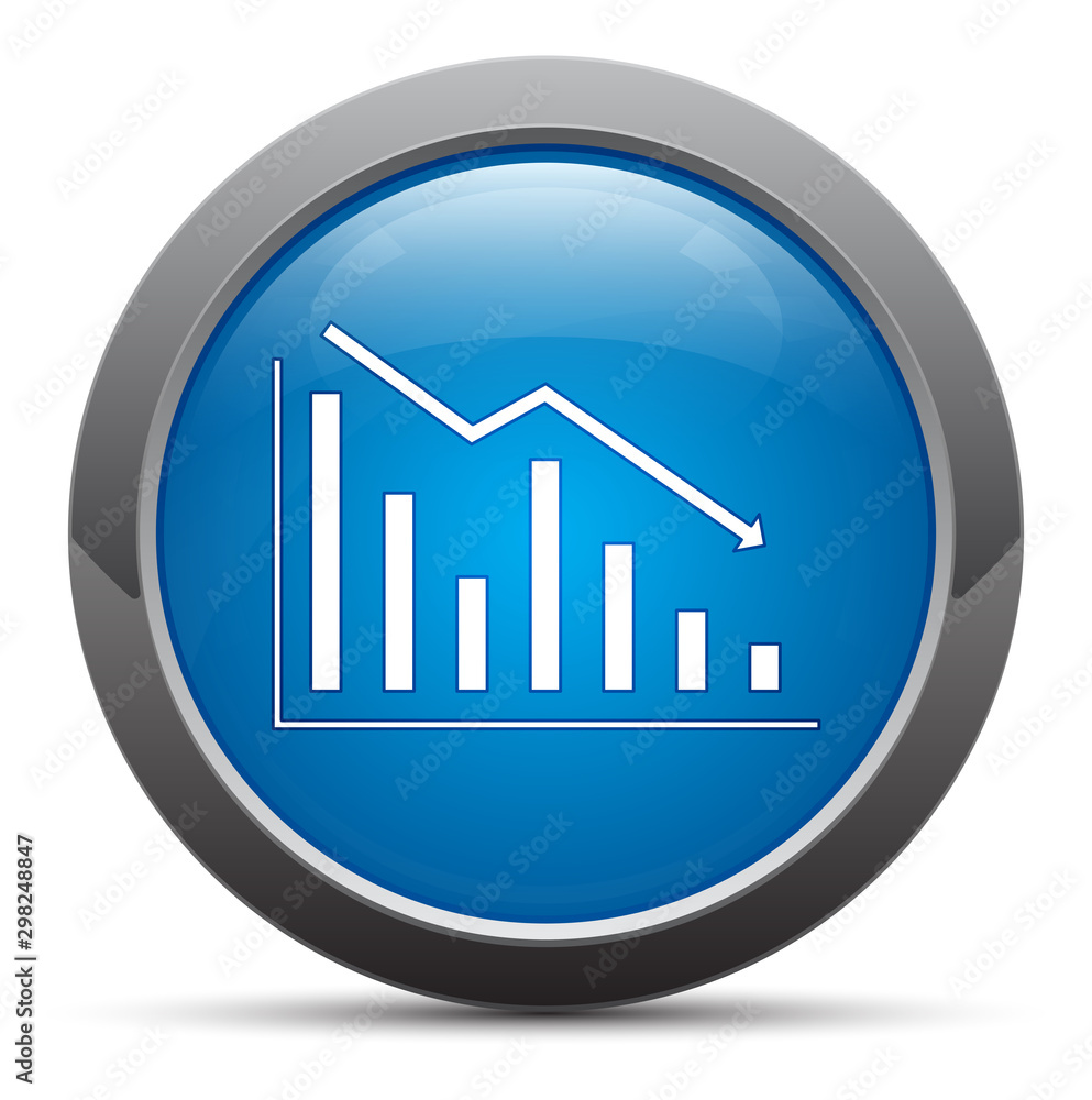 Statistics down icon premium blue round button vector illustration Statistics down icon premium blue round button vector illustration
