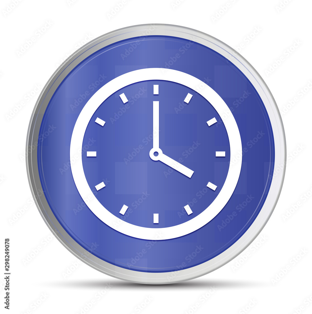 Clock icon prime blue round button vector illustration design silver frame push button Clock icon prime blue round button vector illustration design silver frame push button