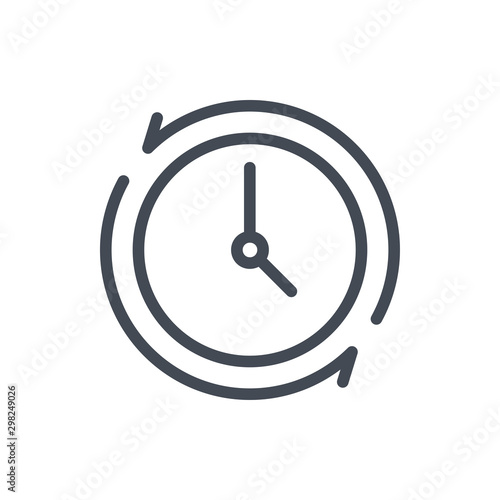 Turn back time line icon. Update clock and watch vector outline sign.