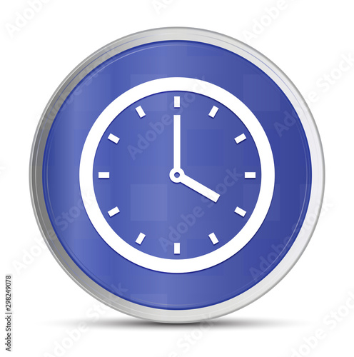 Clock icon prime blue round button vector illustration design silver frame push button