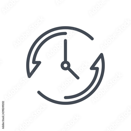 Turn back time line icon. Update clock and watch vector outline sign.