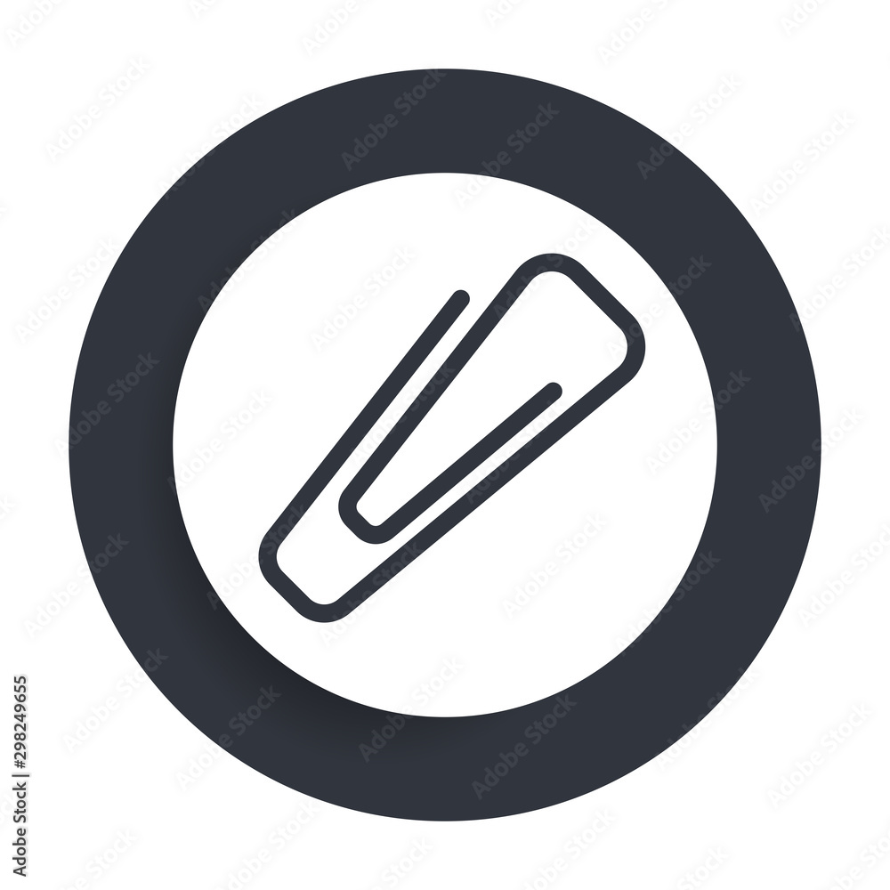 Paper clip icon flat vector round button clean black and white design concept isolated illustration Paper clip icon flat vector round button clean black and white design concept isolated illustration