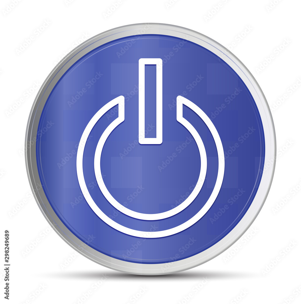 Power icon prime blue round button vector illustration design silver frame push button Power icon prime blue round button vector illustration design silver frame push button