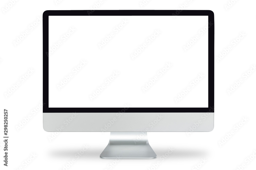 Illustrazione Stock Computer display with blank white screen, .Computer  monitor isolated on white background with clipping path. | Adobe Stock