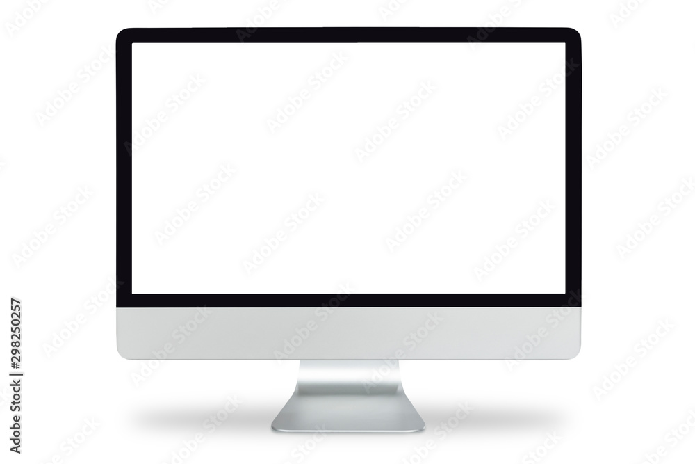 Computer display with blank white screen, .Computer monitor isolated on white background with clipping path. Computer display with blank white screen, .Computer monitor isolated on white background with clipping path.