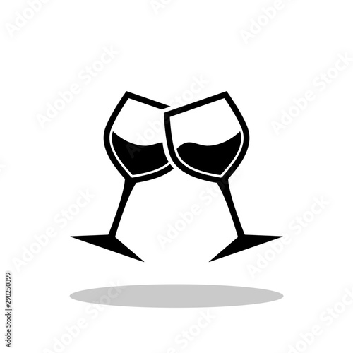 Glasses with wine icon in flat style. Champagne glasses symbol for your web site design, logo, app, UI Vector EPS 10.