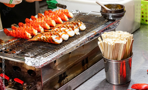 Street Food. Myeongdong shopping street