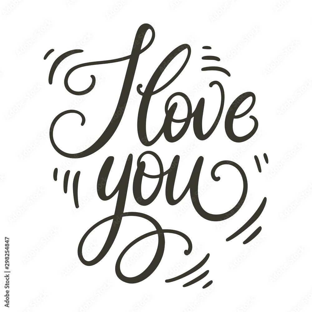I love you doodle hand lettering. Romantic background. Greeting card design template. Can be used for website background, poster, printing, banner. Vector illustration I love you doodle hand lettering. Romantic background. Greeting card design template. Can be used for website background, poster, printing, banner. Vector illustration