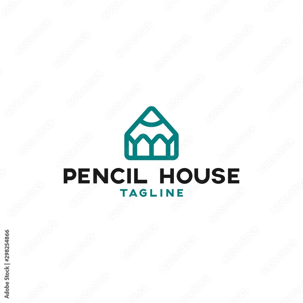 Pencil House Logo Design Art. Education School Logo Vector. Modern Line and Creative Science Vector Icon Logo Pencil House Logo Design Art. Education School Logo Vector. Modern Line and Creative Science Vector Icon Logo