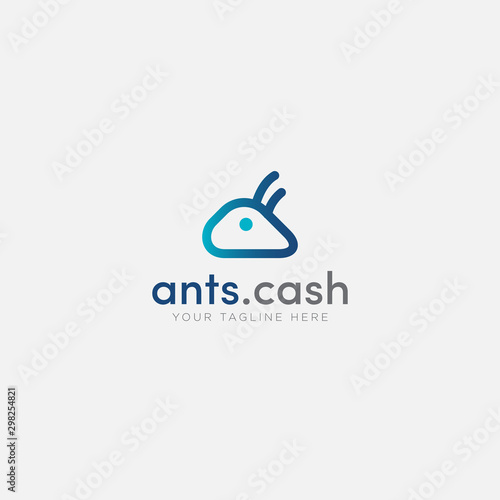 ant cash logo design line art abstract head the ant