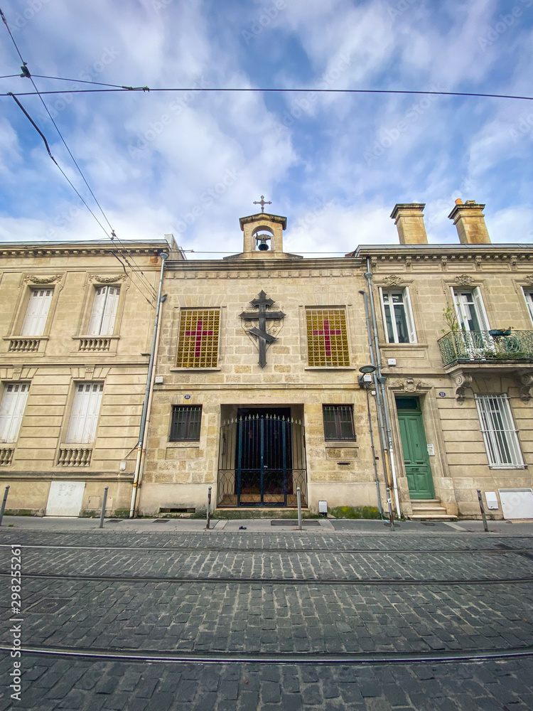 Fototapeta premium Bordeaux, France - October 2019 : Eglise Saintes Estelle et Valérie, a Serbian Orthodox church founded in 1995 in Bordeaux