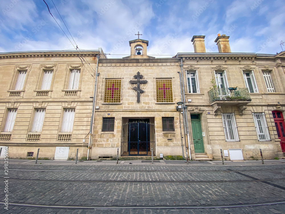 Bordeaux, France - October 2019 :  Eglise Saintes Estelle et Valérie, a  Serbian Orthodox church founded in 1995 in Bordeaux