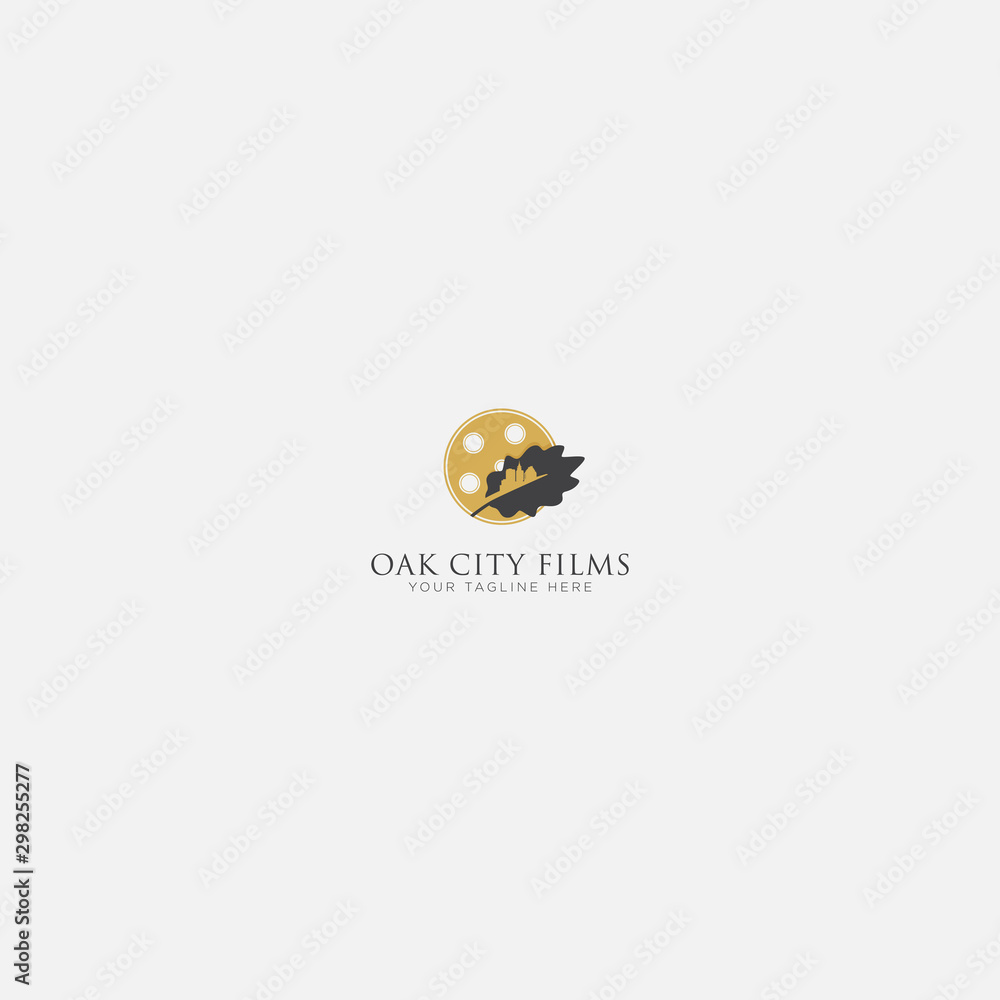 Gold and black Oak City Film Logo Design Gold and black Oak City Film Logo Design