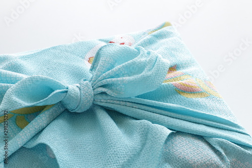 Japanese culture, furoshiki cloth wrapped gift for summer image