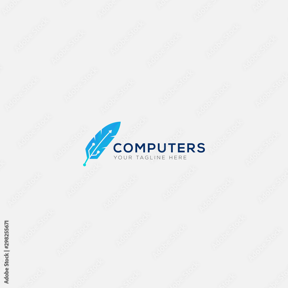 Obraz premium Computer and usb pen service logo design