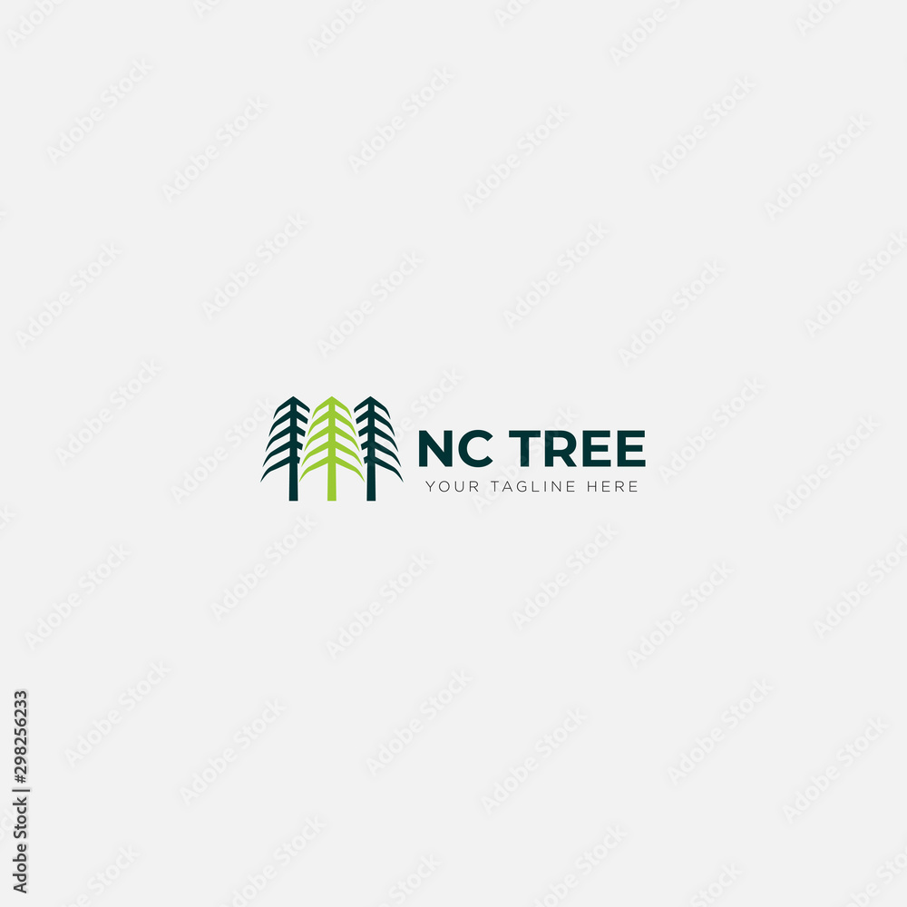 natural logo green tree logo growth 3 trees