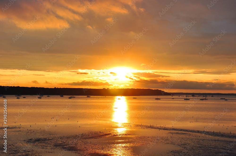 Sunset in Sandbanks, Poole harbour, Dorset, England, in the Summertime