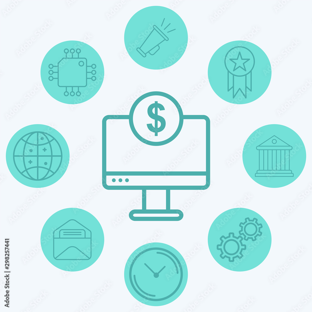 Money on monitor vector icon sign symbol Money on monitor vector icon sign symbol