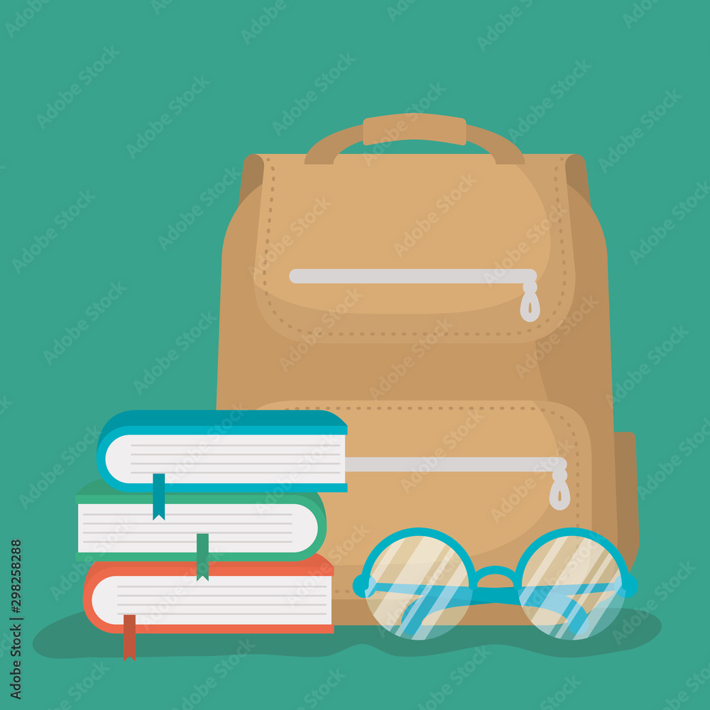 back to school card with schoolbag and books back to school card with schoolbag and books