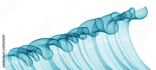3d particles mesh array, sound wave flowing, transparent tulle textile on wind. Round points vector effect illustration. Blended mesh, calming relaxing wallpaper.