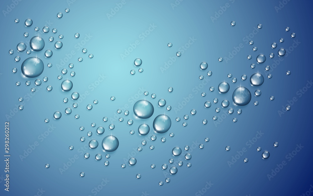 Water drops in shower or pool, condensate or rain droplets realistic transparent vector illustration, easy to put over any background or use droplets separately. Water drops in shower or pool, condensate or rain droplets realistic transparent vector illustration, easy to put over any background or use droplets separately.