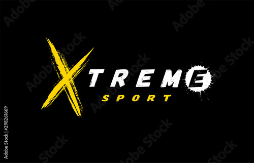 Extreme sport logo, emblem in grunge style on a dark background. Vector illustration.