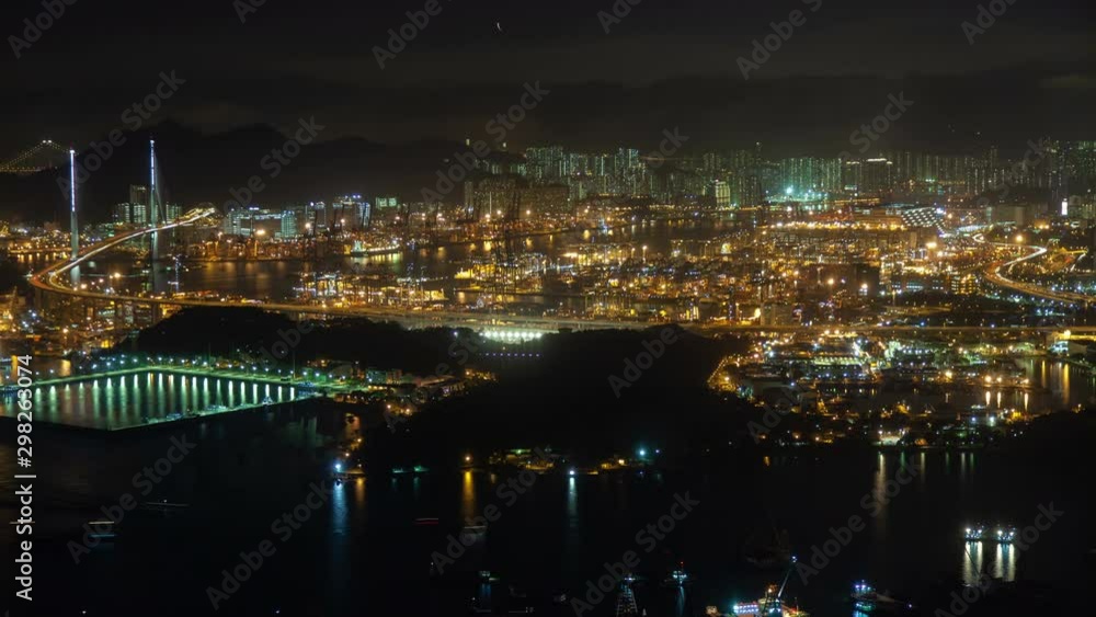 Timelapse modern Hong Kong city with bright illumination Timelapse modern Hong Kong city with bright illumination