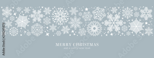 blue christmas card with white snowflakes vector illustration EPS10 photo