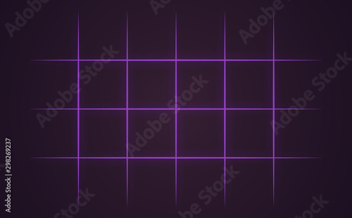80s background, vector set of elements. Illustration in the style of futurism. Neon grid. Symbol of technology and cyberpunk. Vintage poster of virtual reality.