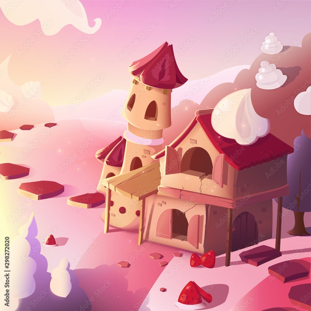 Pink sweet castle made of candy Pink sweet castle made of candy