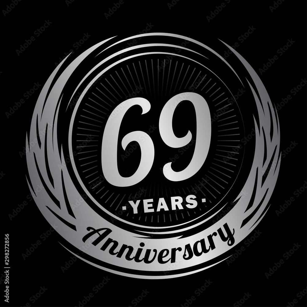 69 years anniversary. Anniversary logo design. Sixty-nine years logo. 69 years anniversary. Anniversary logo design. Sixty-nine years logo.