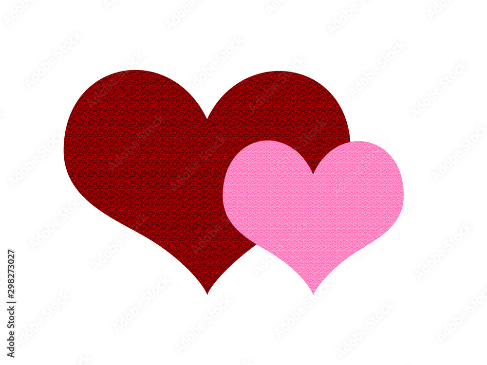 Two connected textured hearts Two connected textured hearts