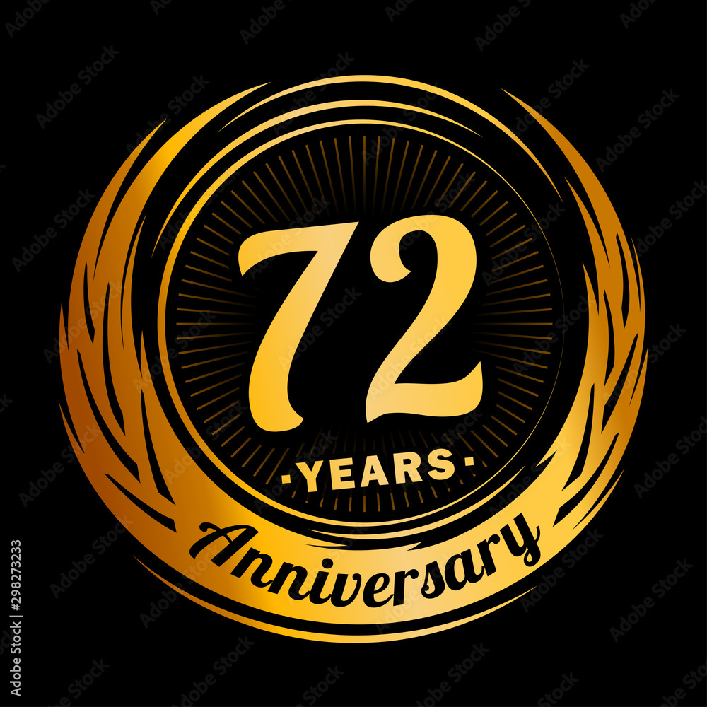 72 years anniversary. Anniversary logo design. Seventy-two years logo.