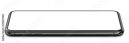 Fotografi Smartphone Pro frameless blank screen lying on flat glossy surface mockup templa