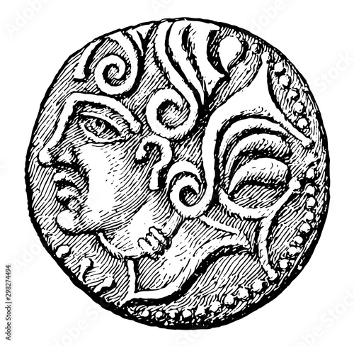 Coin of Diviciacus vintage illustration.