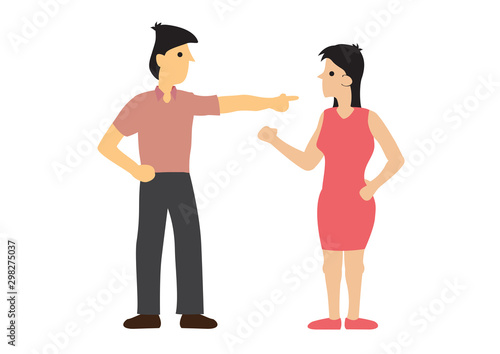Argument between couple. Concept of discrimination or disagreement or unfairness.
