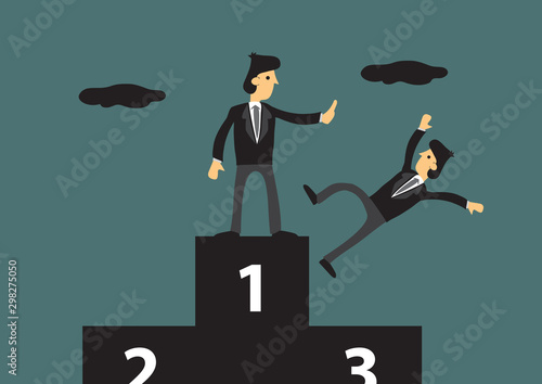 Getting Rid of Business Competitor Cartoon Vector Illustration
