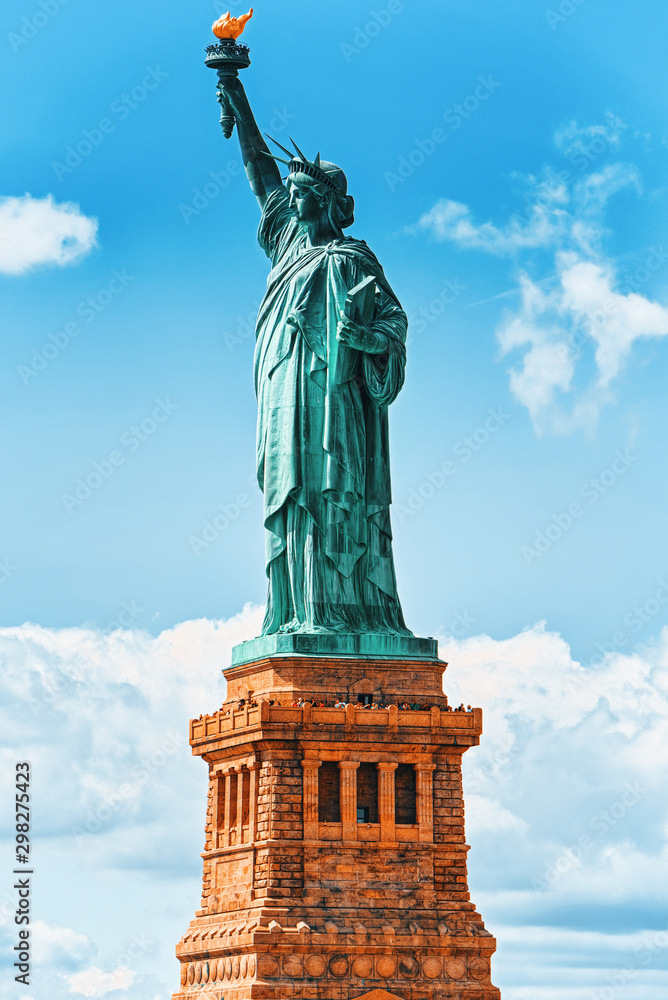 Fototapeta premium Statue of Liberty (Liberty Enlightening the world) near New York. Close-up. USA.