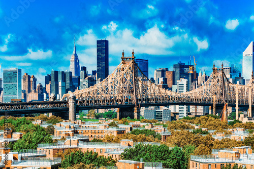 Fotografie, Obraz New York, Queensborough Bridge  across the East River between the Manhattan and  Long Island City in the borough of Queens