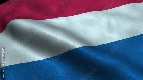 Netherlands flag with visible wrinkles and realistic fabric.
