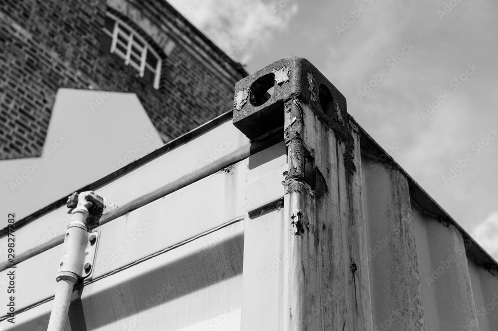 Shipping Container Locking System.drawing Detail of a typical shipping container locking system, showing the ...
