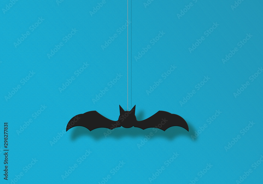 Illustration of a bat ornament hanging on the wall.  壁に吊り下げられたコウモリの飾りのイラスト