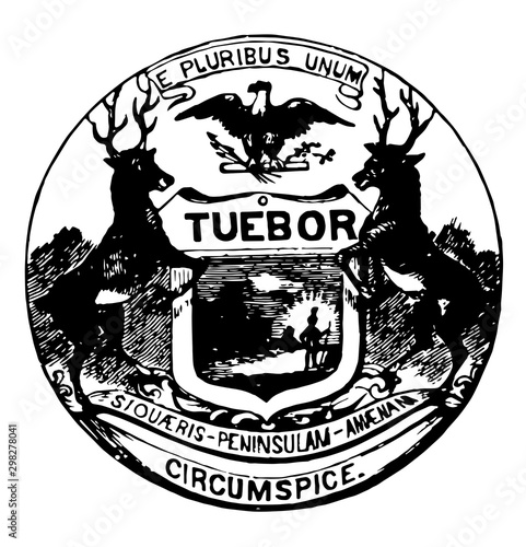 Michigan seal vintage illustration
