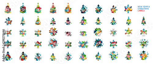 Set of New Year and Christmas labels, price tags, stickers, buttons and other design elements