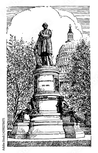 Garfield Monument vintage illustration