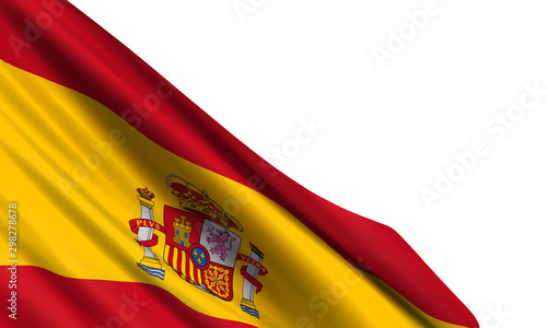 Background with a realistic flag of Spain. Vector element for Hispanic Day, Constitution Day.