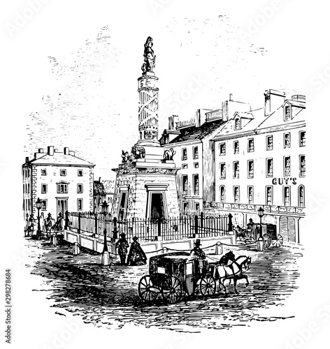 Battle of North Point Monument vintage illustration