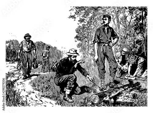 Military Camp, vintage illustration.