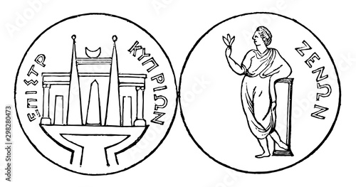 Coin of Cypress vintage illustration.