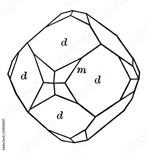 Dodecahedron and trapezohedron vintage illustration. photo